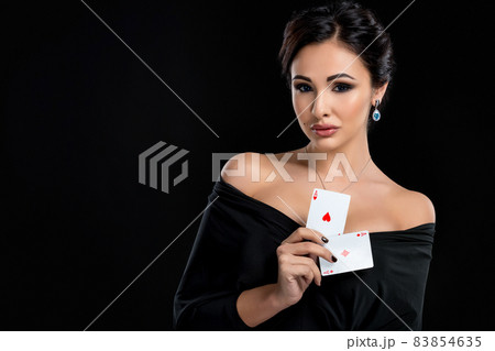 sexy woman with poker cards 83854635