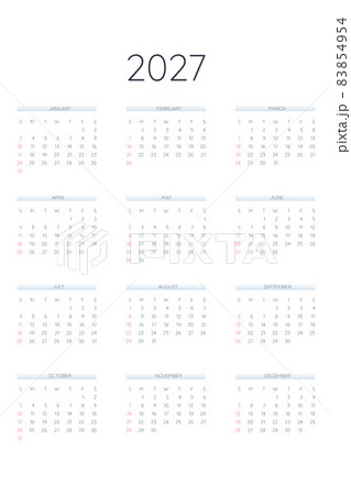 2027 calendar template in classic strict style....のイラスト素材 [83854954 ...