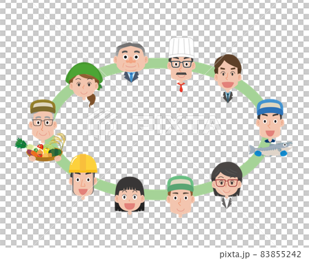 働く人たちの円形枠フレームイラスト 働く人たちの円形枠フレームイラスト 83855242