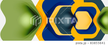 Color arrow shapes on white backdrop. Minimal geometric abstract background. Vector illustration for wallpaper banner background or landing page Color arrow shapes on white backdrop. Minimal geometric abstract background. Vector illustration for wallpaper banner background or landing page 83855641