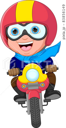 happy motorcyclist cartoon isolated on white background happy motorcyclist cartoon isolated on white background 83856149