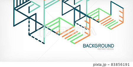 Abstract background. Color lines on white background. Linear abstract composition. Techno or business concept for wallpaper, banner, background, landing page 83856191