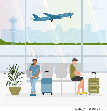 Vector Travel Airport Plane People Tourist Baggage 83857139