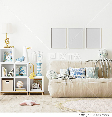 blank poster frame mock up in Modern Kids bedroom interior background, scandinavian style, 3d rendeing blank poster frame mock up in Modern Kids bedroom interior background, scandinavian style, 3d rendeing 83857995