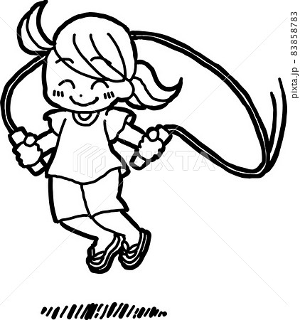 Vector Sketch Girl Teenager Fun Jumping Rope Child With Hair Braid And  Skirt Play Sports Active Walk In Summer On Outdoor Black White Cartoon  Isolated Illustration Stock Illustration Download Image Now |