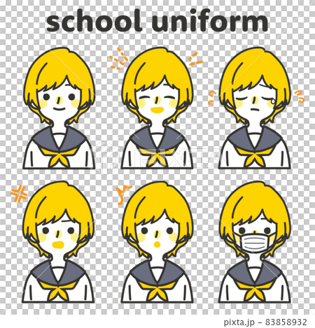 人物イラスト 女子高生表情セット ツートンのイラスト素材 8532