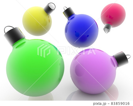 Five Christmas balls of different colors 83859016