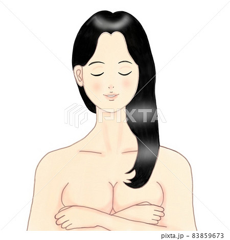 A woman holding her breasts with a hadaka - Stock Illustration [83859673] -  PIXTA