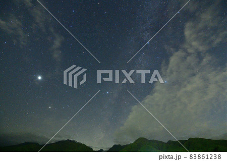 北杜市白州町、西の空、木星と夏の大三角 83861238