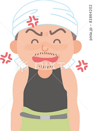 ガテン系_無精髭マッチョ_笑顔で怒る 83864202