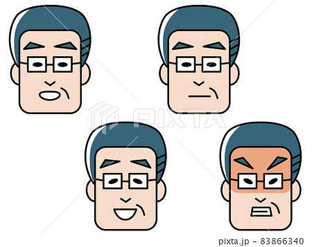 眼鏡のおじさんの顔アイコンセット 83866340