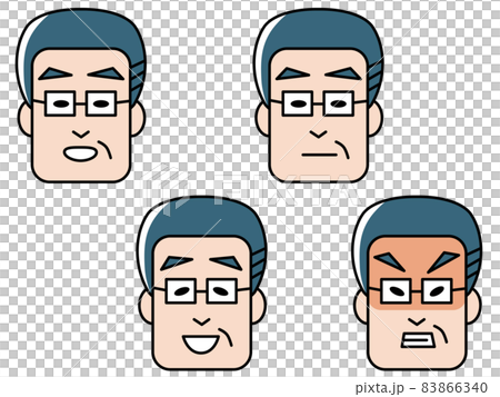 眼鏡のおじさんの顔アイコンセット 83866340