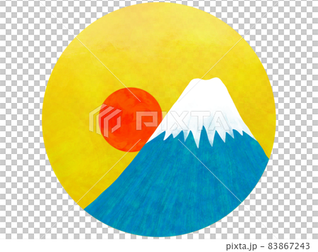 富士山と初日の出　円型 83867243