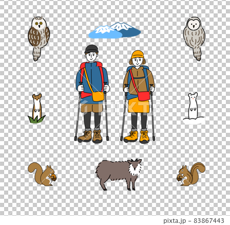 山の動物　イラスト　トレッキングイラスト 83867443