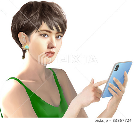 「これ誰？」　スマホを調べる女 83867724