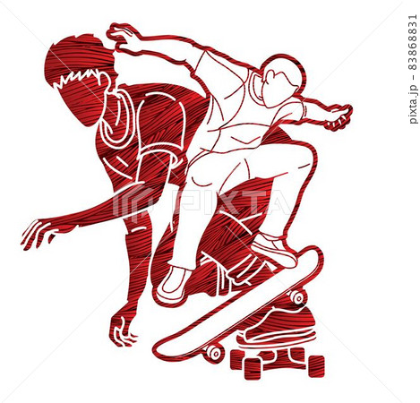 Skateboarder Action Skateboard Players Extreme Sport Cartoon Graphic Vector Skateboarder Action Skateboard Players Extreme Sport Cartoon Graphic Vector 83868831