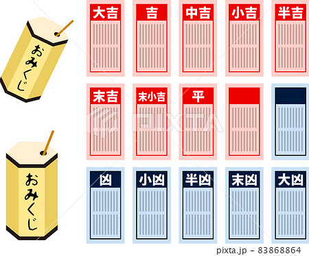 イラスト年賀素材 おみくじと大吉 吉 中吉 小吉 半吉 末吉 末小吉 平 凶 小凶 半凶 末凶 大凶のイラスト素材 8664 イラスト年賀素材 おみくじと大吉 吉 中吉 小吉 半吉 末吉 末小吉 平 凶 小凶 半凶 末凶 大凶のイラスト素材 8664