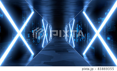 ネオン トンネル VJ サイバー空間 クラブ 青 柱 [別Verあり] 83869355