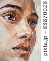 Brown-eyed girl on a white background. 83870028
