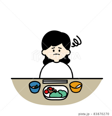 好き嫌い　ご飯を残すこども　女の子　カラー 83870270