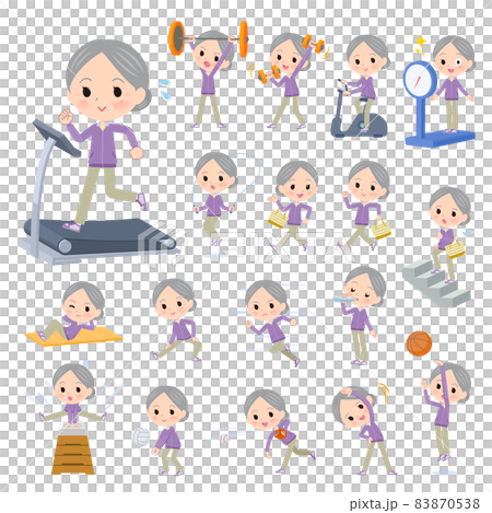 一套適合老年女性鍛煉和運動的運動衫 83870538