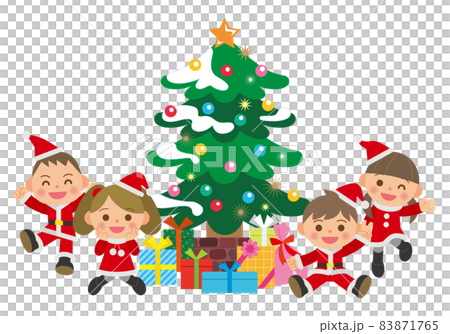 Children in Christmas tree and santa costume Children in Christmas tree and santa costume 83871765