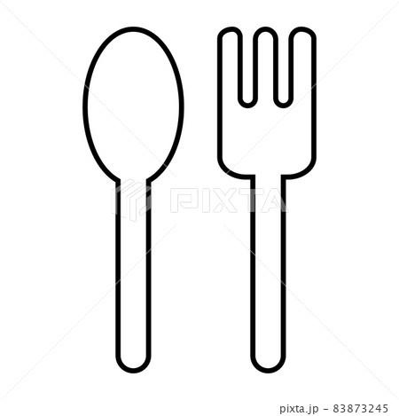 シンプルなスプーンとフォークのアイコンイラストのイラスト素材