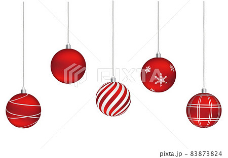 Red and White Christmas Ornaments Clipart, Christmas Balls