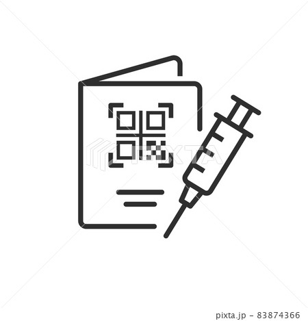 Vaccine passport line icon on white background. Vector illustration. 83874366