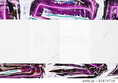 colorful urban wall with four wrinkled glued poster templates colorful urban wall with four wrinkled glued poster templates 83874716