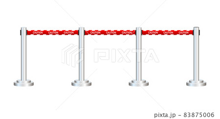 Red carpet with red ropes on golden stanchions. Exclusive event, movie premiere, gala, ceremony, awards concept. Vector illustration. 83875006