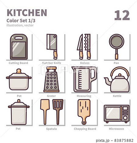Kitchen icons set, Color, vector and illustration set 1 83875882