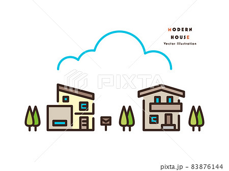 モダンな住宅のイラスト カラー 83876144