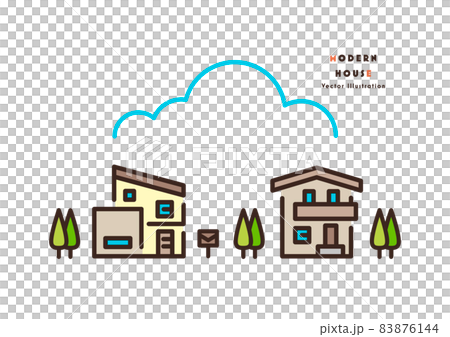 モダンな住宅のイラスト カラー 83876144