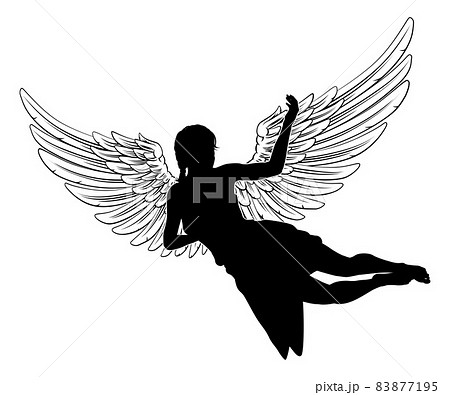 Angel Woman With Wings Silhouetteのイラスト素材