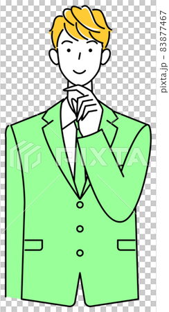 解決策を考えているスーツ姿の可愛いい男性 イラスト ベクターのイラスト素材