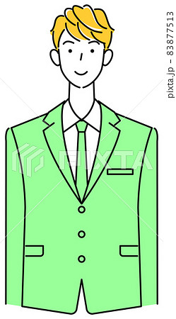 証明写真を撮影しているスーツ姿の可愛い男性 イラスト ベクターのイラスト素材