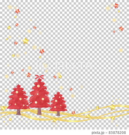冬季框架紅色和金色聖誕樹（方形） 83878208