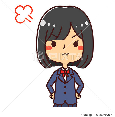 女学生 怒る 上半身 イラスト素材のイラスト素材