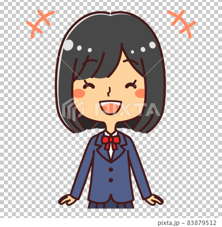 女學生微笑樂趣上身插畫素材 女學生微笑樂趣上身插畫素材 83879512