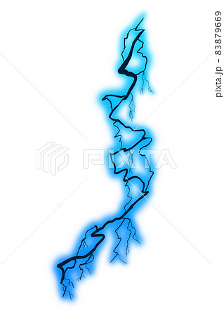 黒い雷 青 のイラスト素材