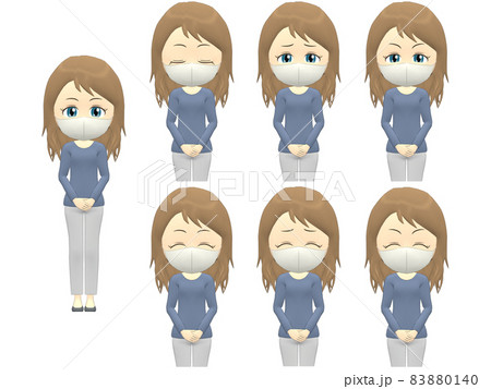 【表情A】 白人 女性 ニット ウェーブ 正面 【表情A】 白人 女性 ニット ウェーブ 正面 83880140