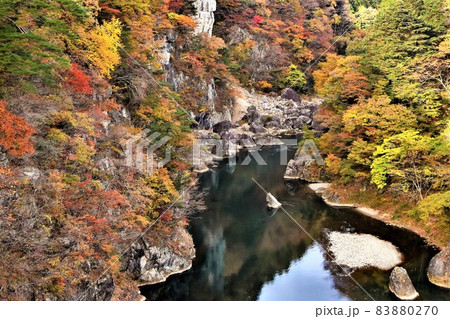 日光鬼怒川 鬼怒楯岩大吊橋からの紅葉 日光鬼怒川 鬼怒楯岩大吊橋からの紅葉 83880270