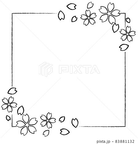 シンプルな桜のイラストフレームのイラスト素材 1132