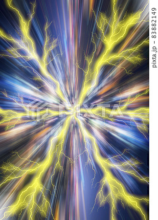 異次元空間へワープするイメージ。稲妻、タイムマシーン。 83882149