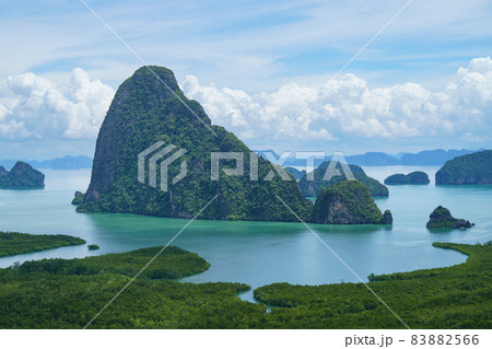 Landscape Viewpoint Samed Nang Chee Bay mountain view point in Phang Nga Province unseen in Thailand travel. Near Phuket Province, Thailand 83882566