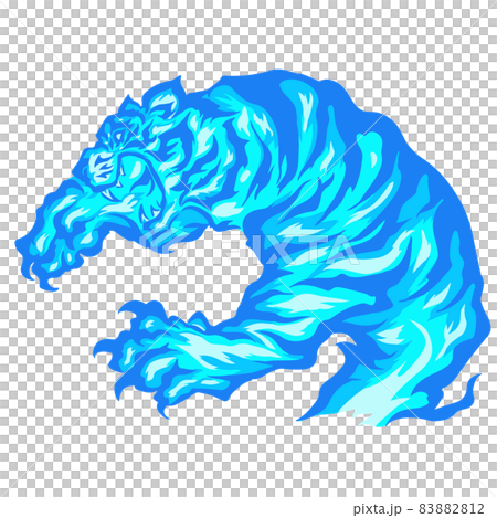 Blue flame tiger attacking - Stock Illustration [83882812] - PIXTA