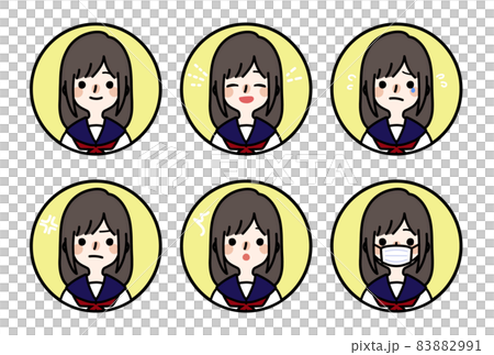 人物アイコン_女子高生表情セット 83882991