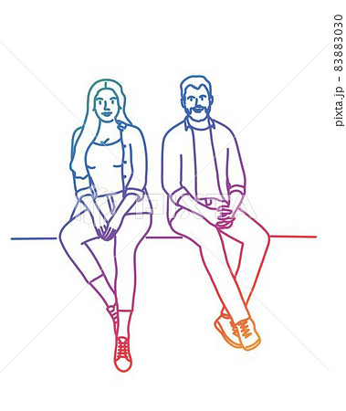 Woman and man, couple sitting together. 83883030