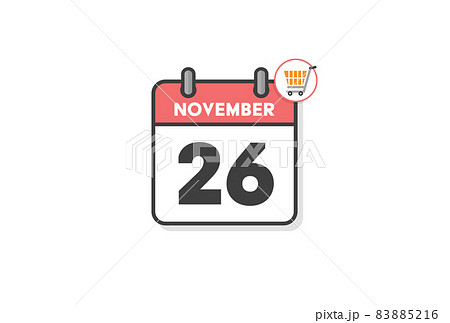 ブラックフライデーのイメージ - ショッピングカート付き11月26日のカレンダー - 2021年 ブラックフライデーのイメージ - ショッピングカート付き11月26日のカレンダー - 2021年 83885216